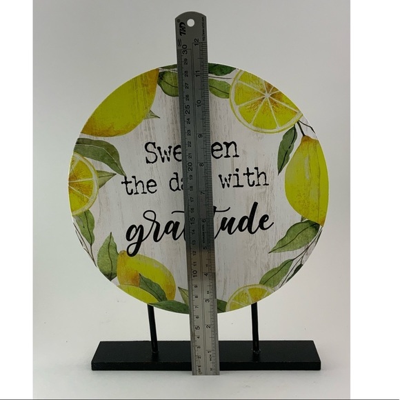 Pedestal Sign Lemon Decor Sweeten the Day With Gratitude Table Countertop Wood - Picture 7 of 11